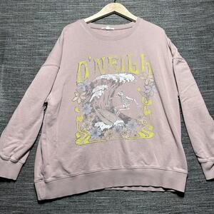 O'Neill Sweatshirt Women's M Pink Choice Oversized-Fit Fleece Pullover